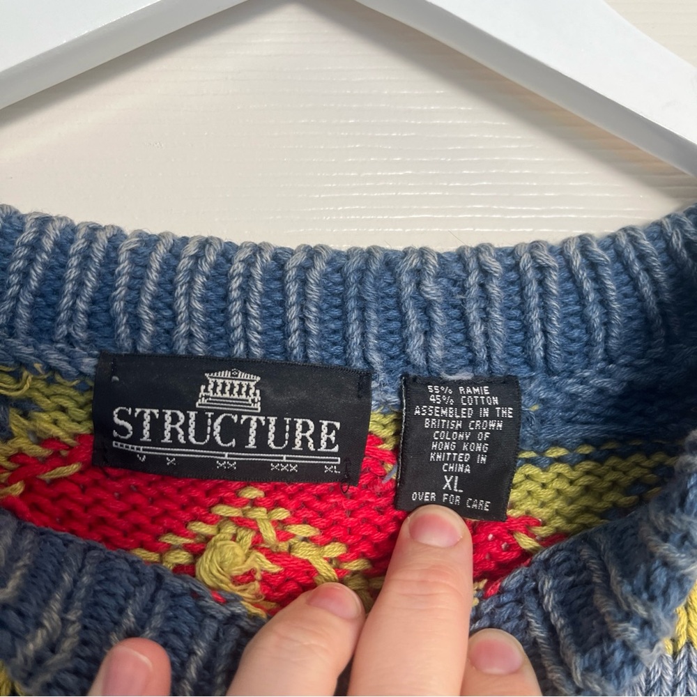 Structure Multicolor Geometric Sweater Aztec Print Heavy Blue - Picture 3 of 12